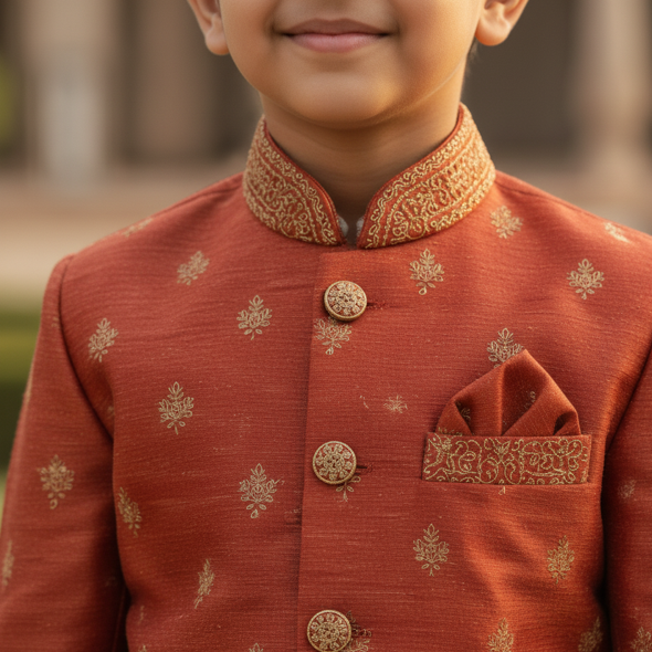 Terracotta Printed Sherwani Style - Image 3