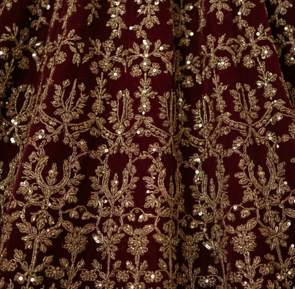 Velvet Lehenga with Embroidery - Image 3
