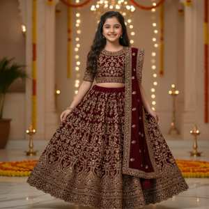 Velvet Lehenga with Embroidery