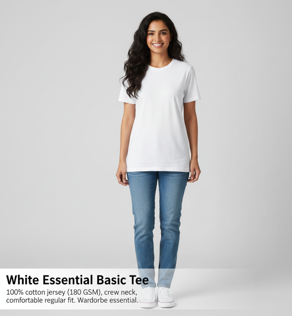 White Essential Basic Tee - Image 4