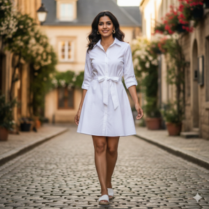 White Shirt Cotton Dress