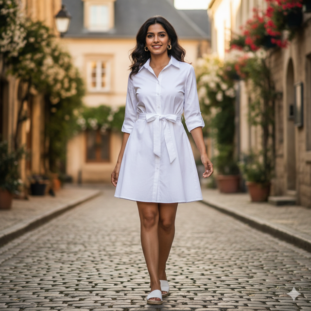 White Shirt Cotton Dress
