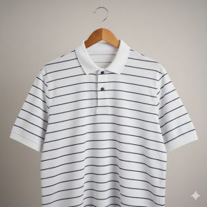 White Striped Sports Polo