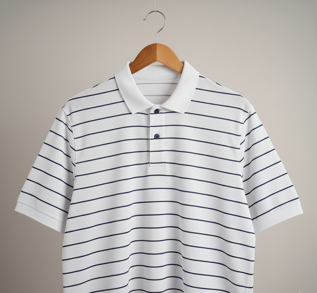 White Striped Sports Polo