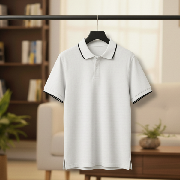 White Tipped Collar Polo