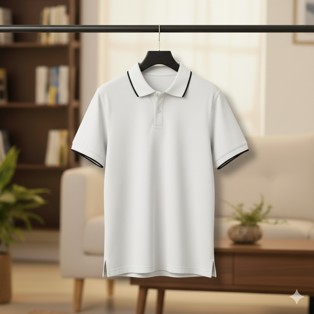 White Tipped Collar Polo