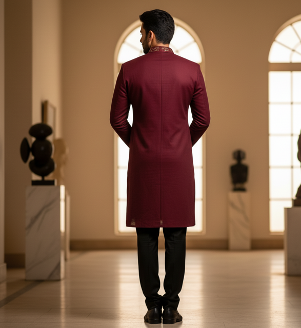 Wine Bandhgala Kurta - Image 3