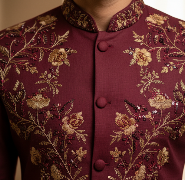 Wine Bandhgala Kurta - Image 2