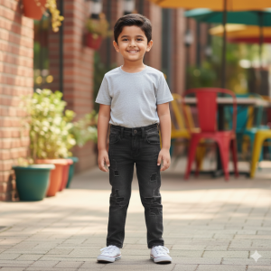 Black Distressed Stretch Jeans