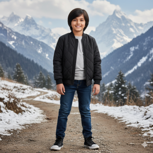 Black Quilted Bomber Jacket