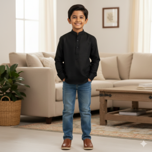 Mandarin Collar Black Shirt