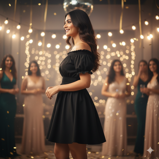 Black Off-Shoulder Dress - Image 2