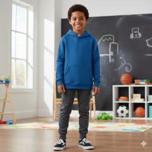 Blue Fleece Pullover Hoodie