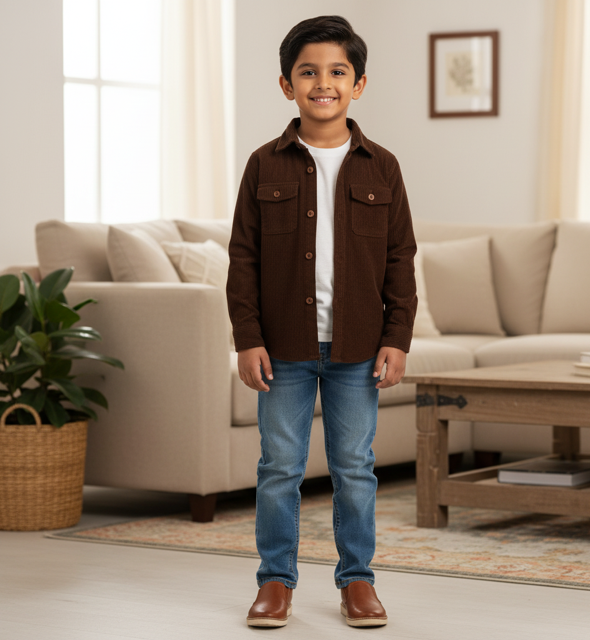 Dark Brown Corduroy Casual Shirt