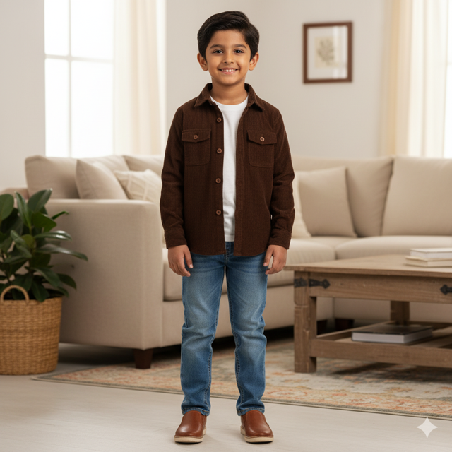 Dark Brown Corduroy Casual Shirt