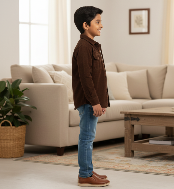 Dark Brown Corduroy Casual Shirt - Image 2