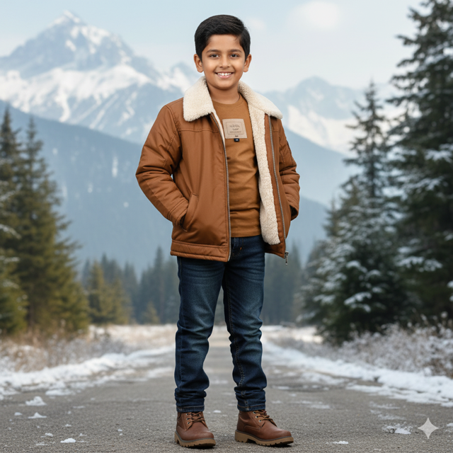 Brown Faux Fur Trim Jacket