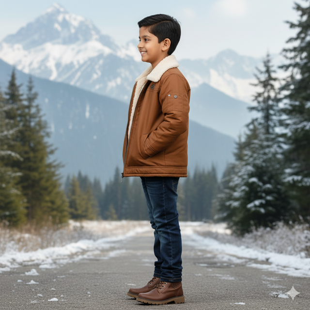 Brown Faux Fur Trim Jacket - Image 2