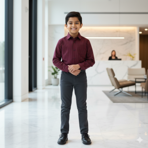Burgundy Striped Formal Shirt