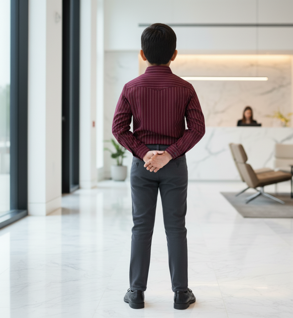 Burgundy Striped Formal Shirt - Image 2