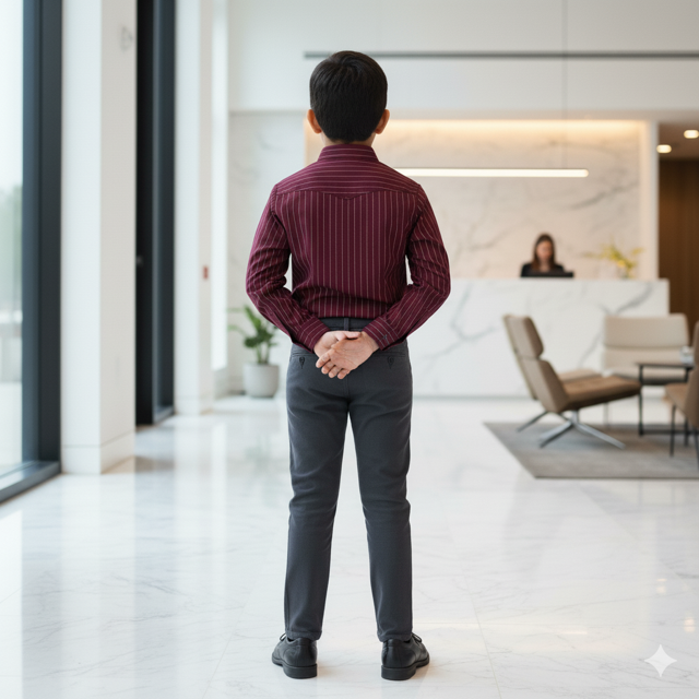 Burgundy Striped Formal Shirt - Image 2