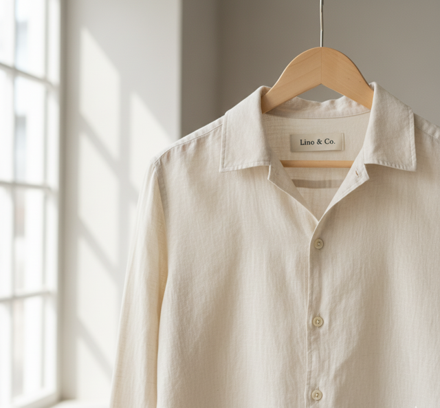 Cream Linen Casual Shirt - Image 2