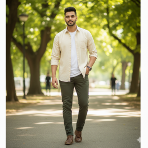 Cream Linen Casual Shirt