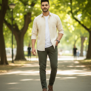 Cream Linen Casual Shirt