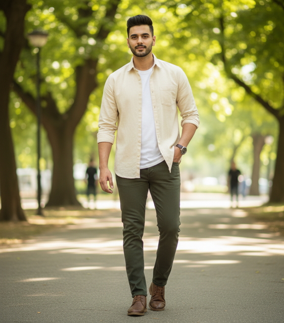 Cream Linen Casual Shirt
