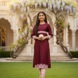 Burgundy Silk Kurta Ensemble
