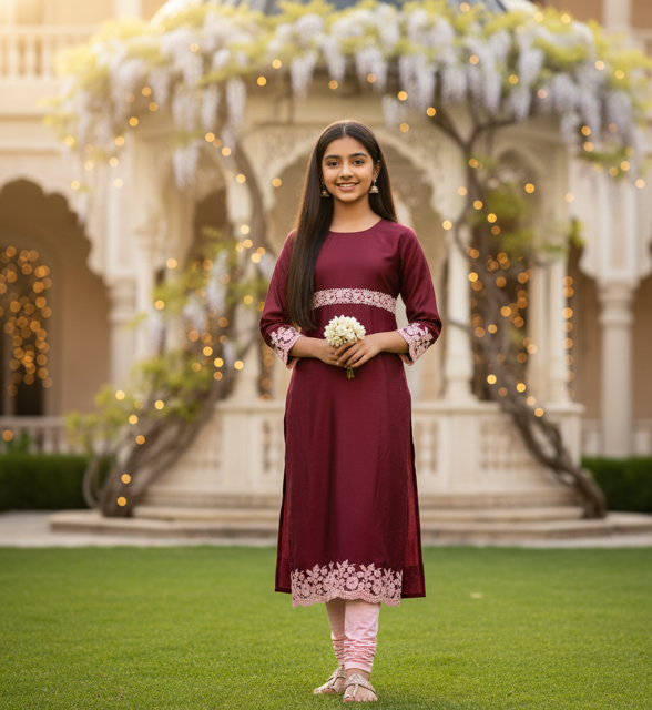 Burgundy Silk Kurta Ensemble