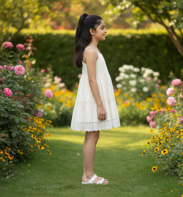 Cream Tiered Cotton Dress - Image 3