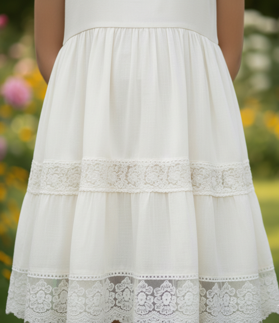 Cream Tiered Cotton Dress - Image 2