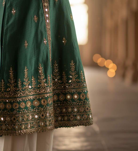 Sea Green Chanderi Kurta Set - Image 3