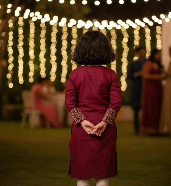 Maroon Embroidered Cotton Kurta - Image 3