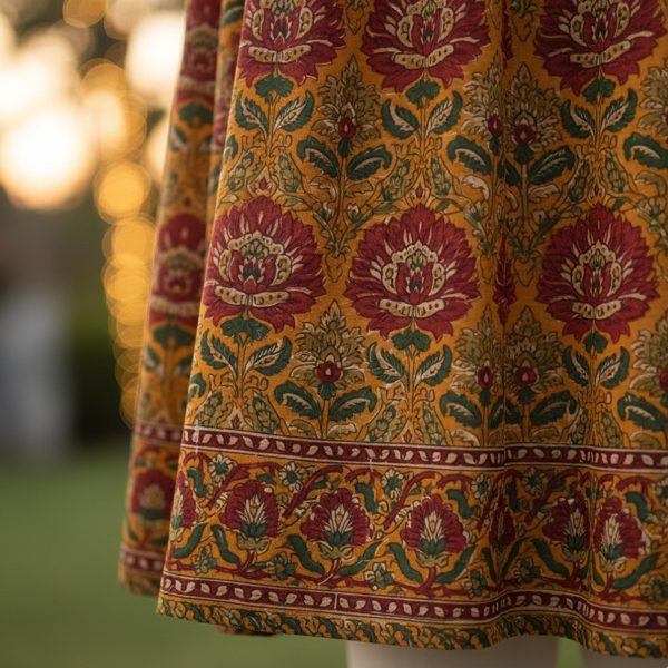 Mustard Printed Anarkali Kurta - Image 3