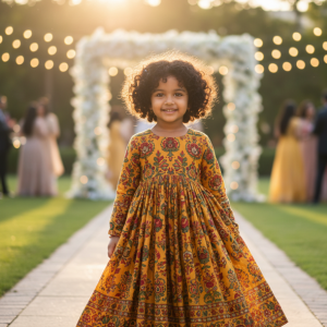 Mustard Printed Anarkali Kurta