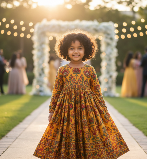 Mustard Printed Anarkali Kurta