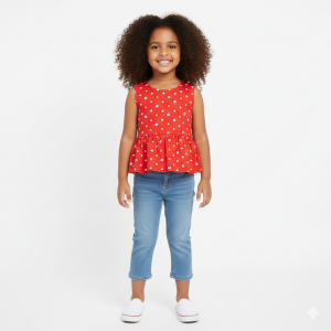 Pink Printed Cotton Peplum Top