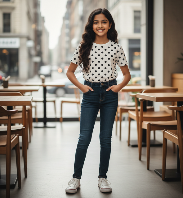 Polka Dot Cotton Jersey Classic Tee - Image 3