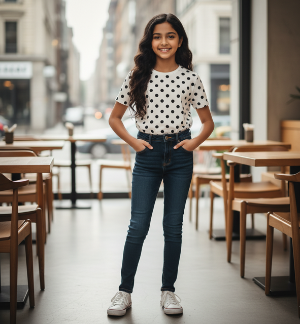 Polka Dot Cotton Jersey Classic Tee