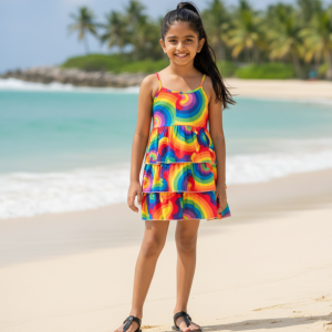 Multicolor Printed Cotton Jersey Dress