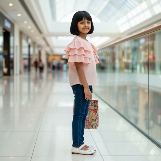 Peach Ruffled Cotton Poplin Blouse - Image 2