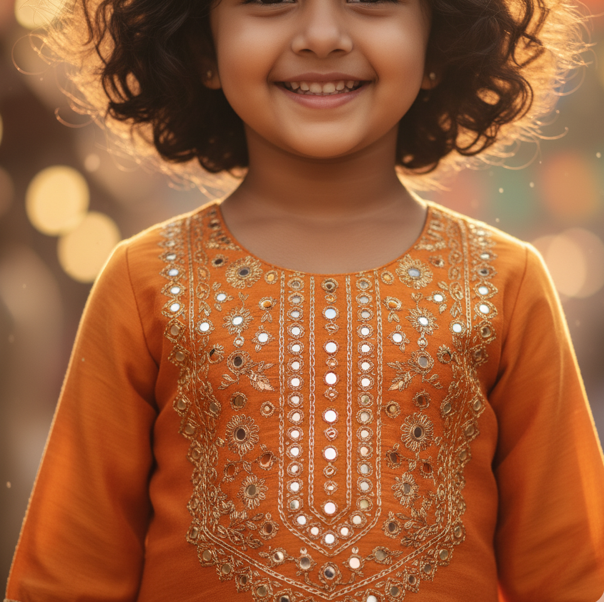 Saffron Silk Blend Kurta