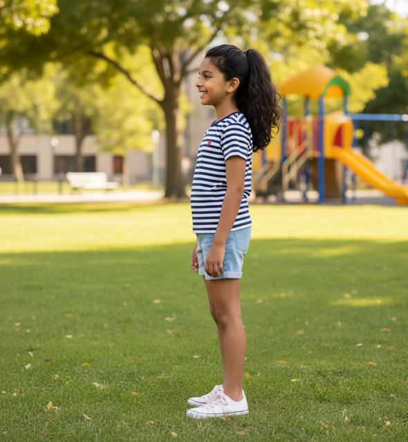 Navy & White Striped Cotton Jersey Tee - Image 2