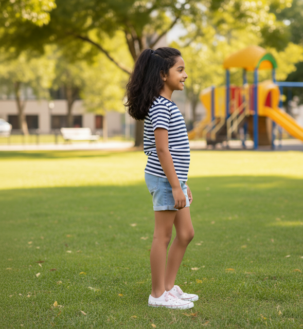 Navy & White Striped Cotton Jersey Tee - Image 3