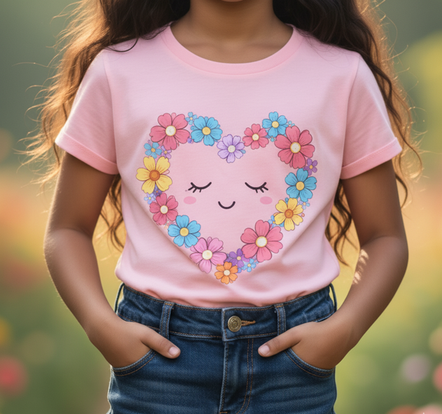 Pink Heart Graphic Cotton Jersey Tee - Image 2