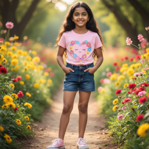 Pink Heart Graphic Cotton Jersey Tee