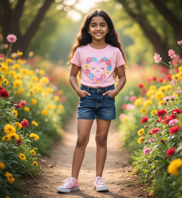 Pink Heart Graphic Cotton Jersey Tee