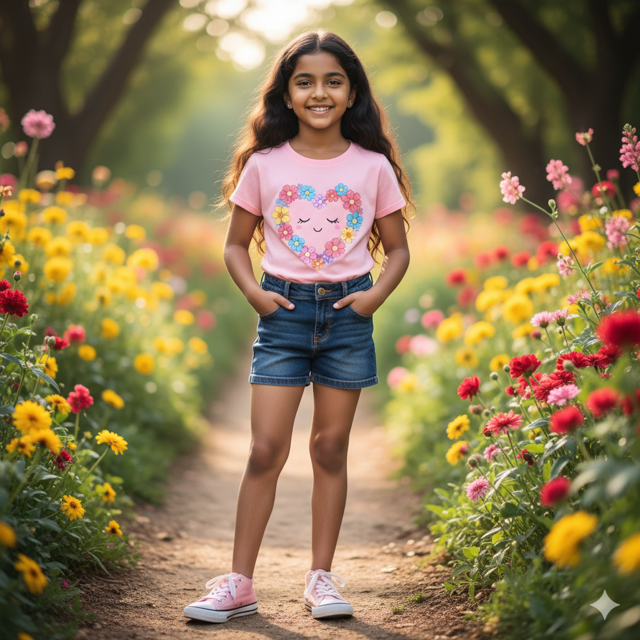 Pink Heart Graphic Cotton Jersey Tee